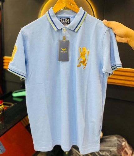 Giordano Men’s Imported Polo T-Shirt | Tipping Collar & Sleeves | Cotton PK | Sky Blue